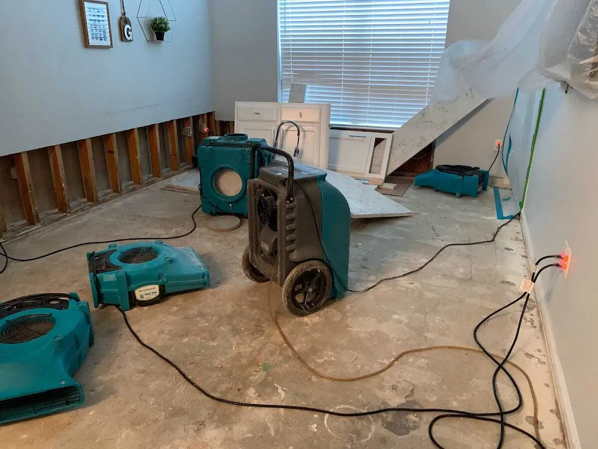 Dehumidifier in flood-cut room for Water Damage Restoration in Kaufman